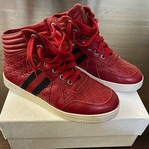 Authentic Gucci Kids Leather High Top Sneakers